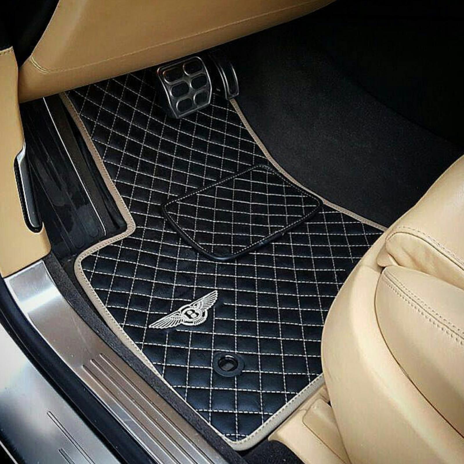 BENTLEY FLYING SPUR DIAMOND STITCH ECO LEATHER FLOOR MATS w/ LOGO 2012